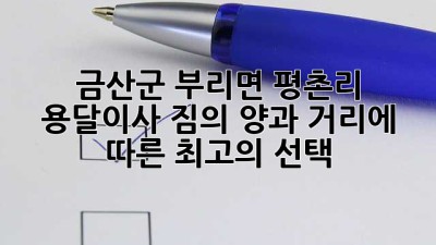 금산군 부리면 평촌리 용달이사: 짐의 양과 거리에 따른 최고의 선택
